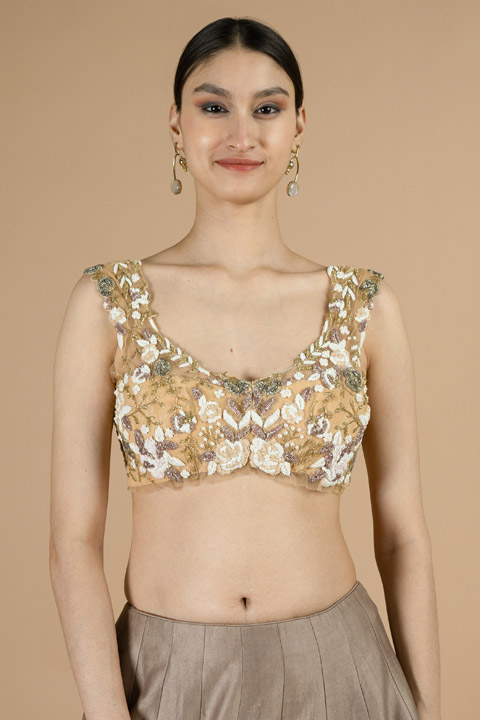 Beige Embroidered Blouse